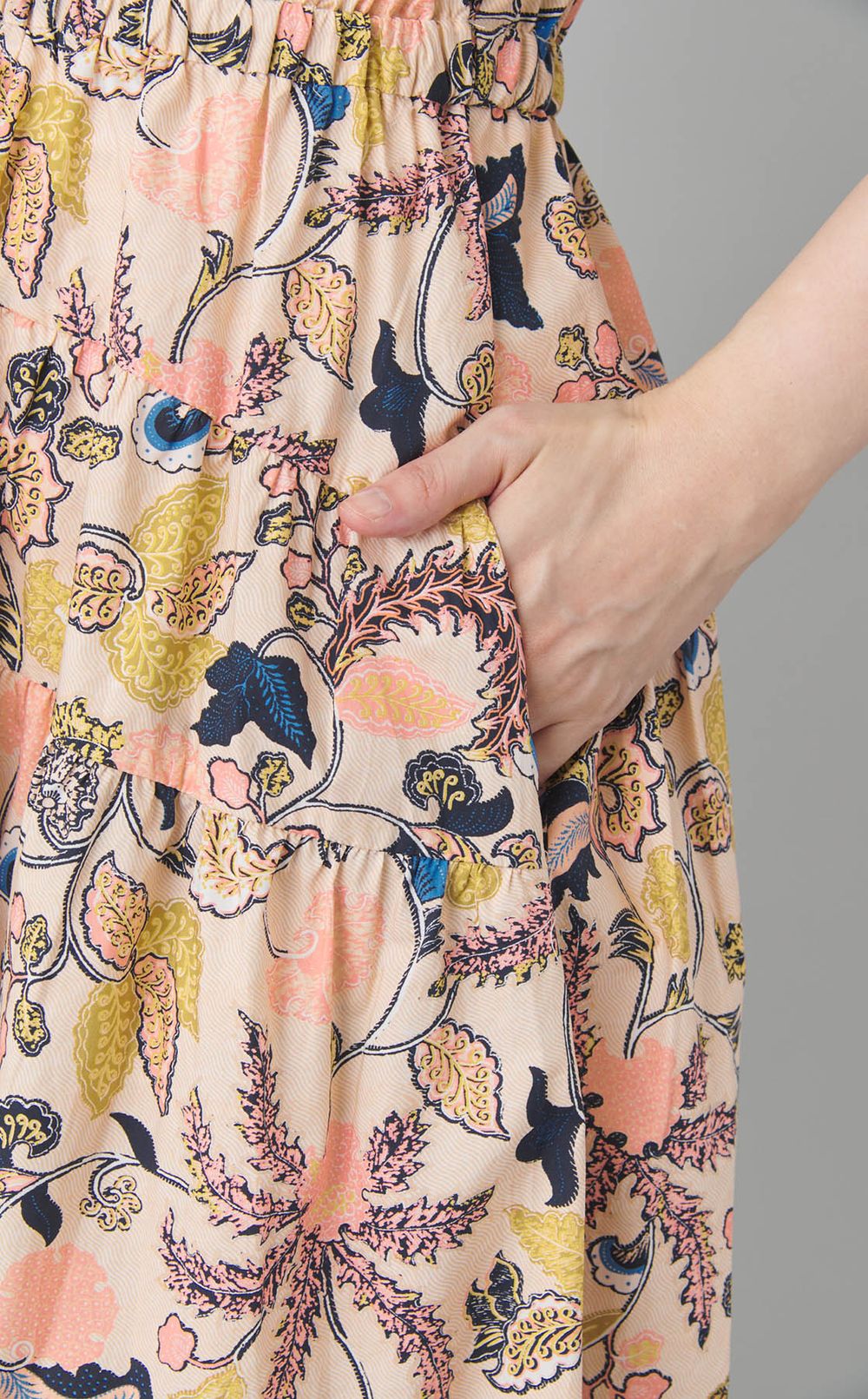 ボタニカルプリントパフスリーブワンピース