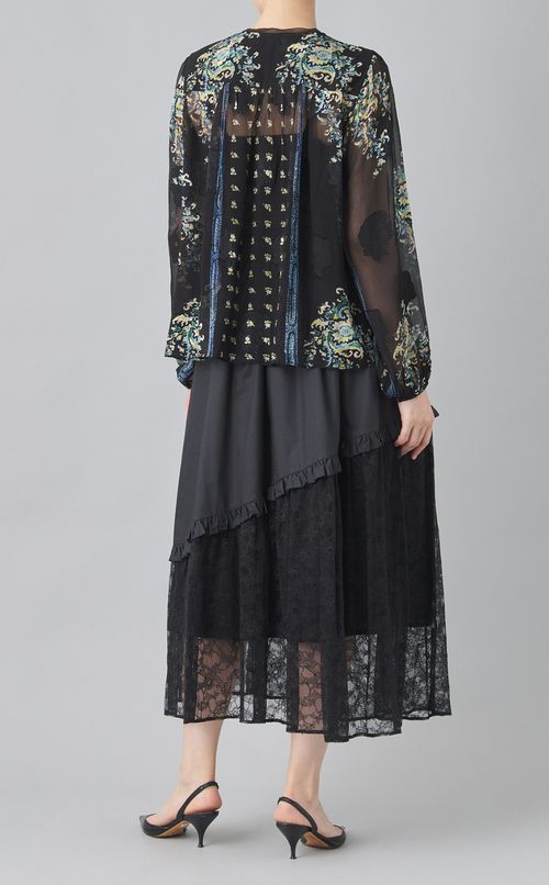 フラワープリントシアーギャザーブラウス