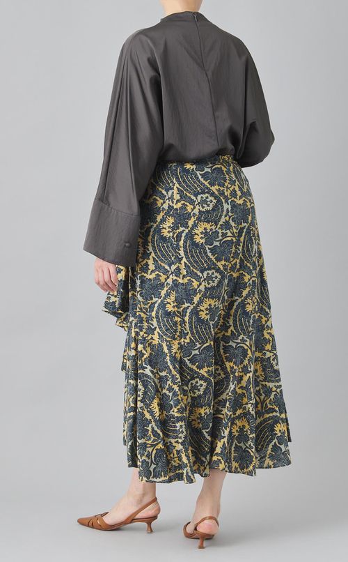 コットンプリントラップロングスカート