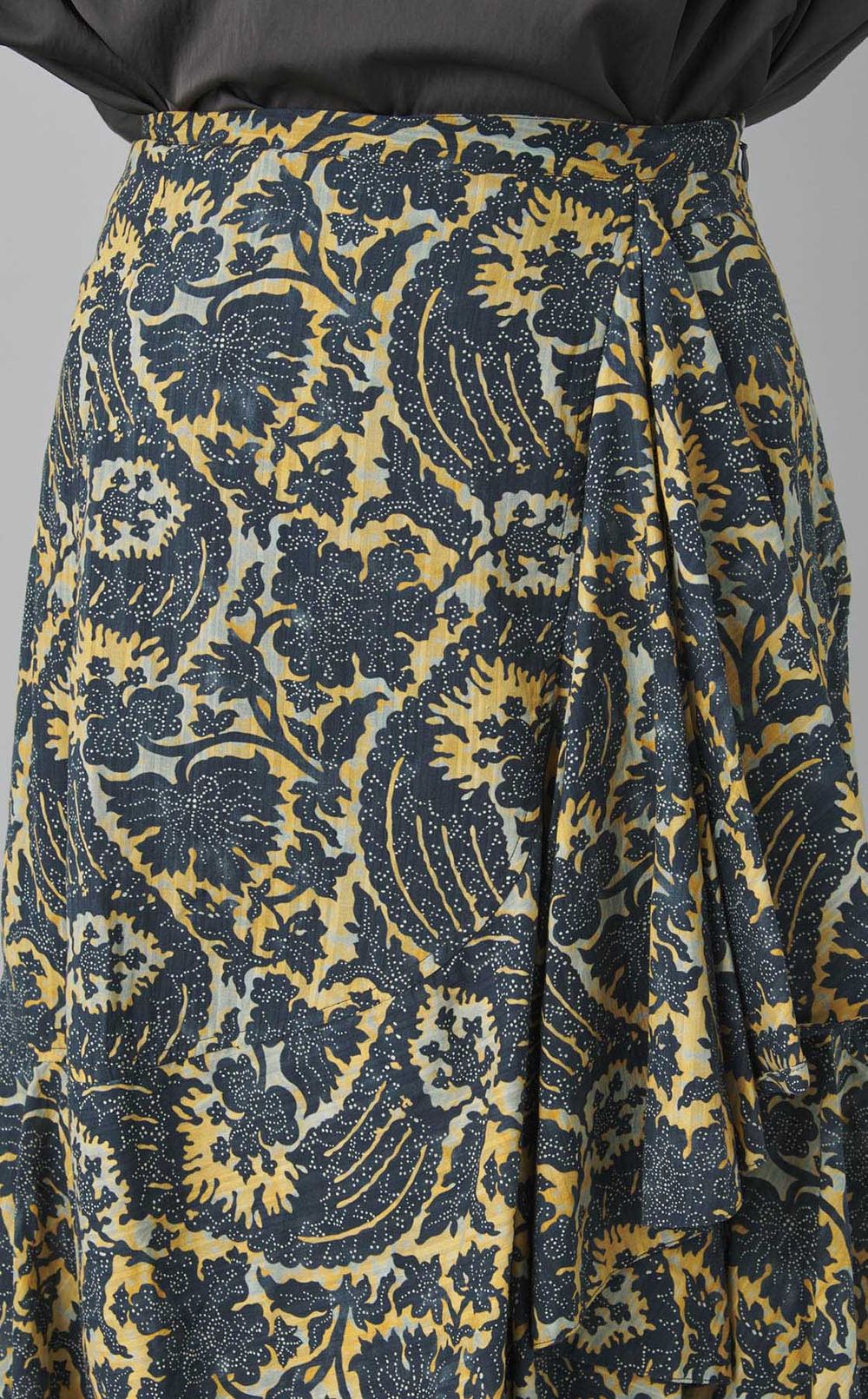 コットンプリントラップロングスカート