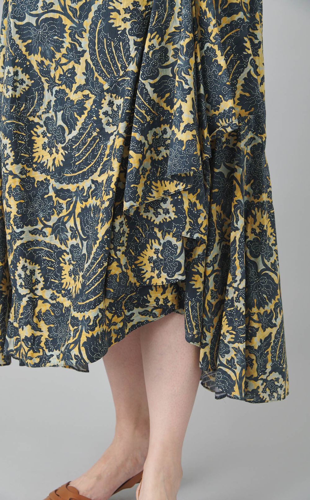 コットンプリントラップロングスカート