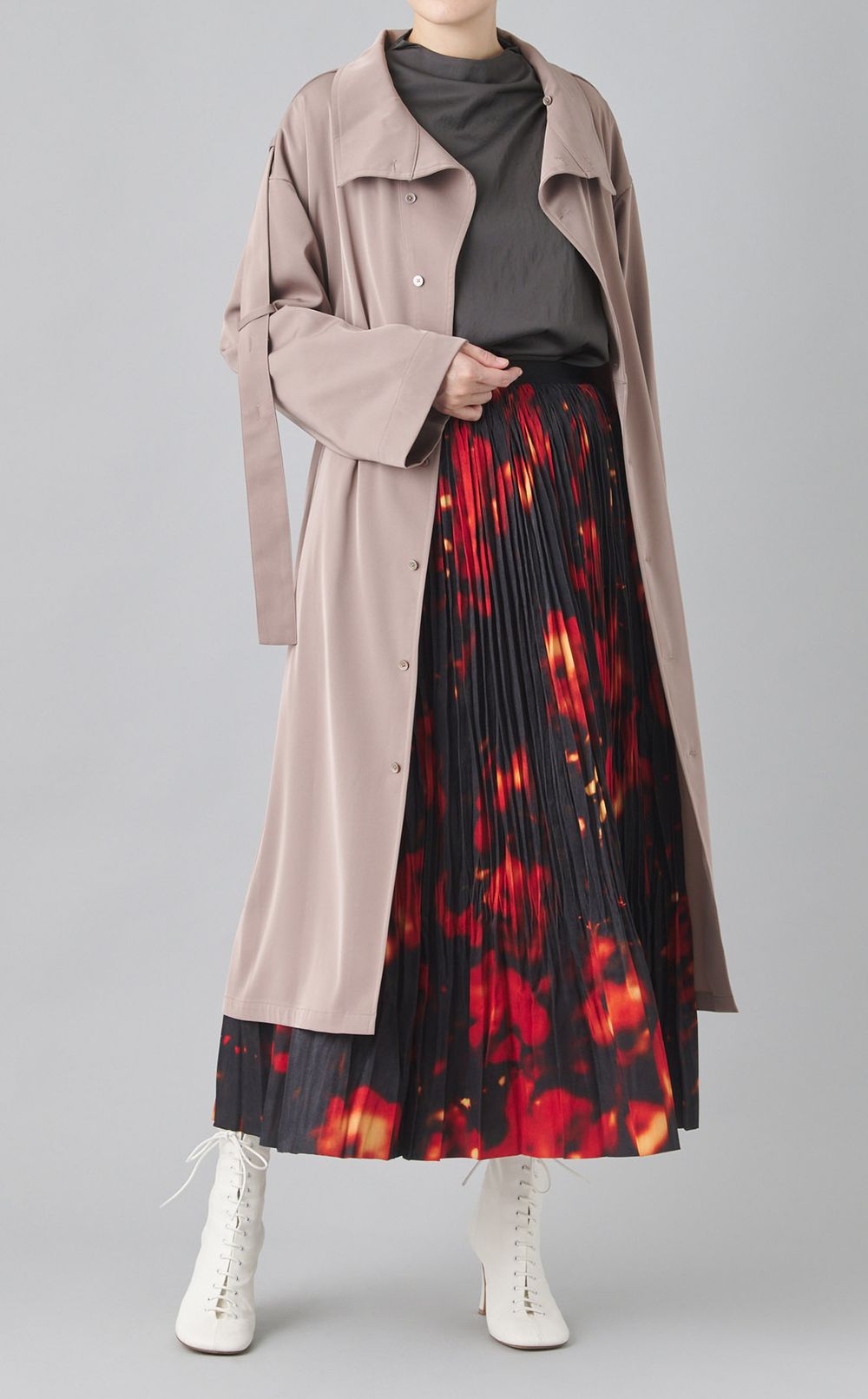 ツイルスタンドカラーコートワンピース