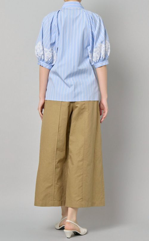 レースストライプショートスリーブシャツ