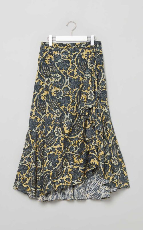 コットンプリントラップロングスカート