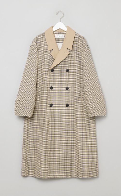 グレンチェックロングコート