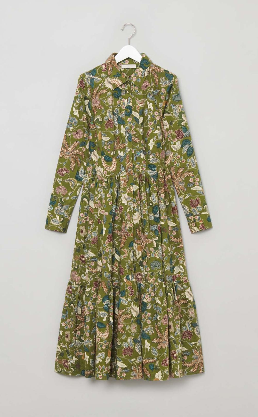 ボタニカルプリントシャツワンピース