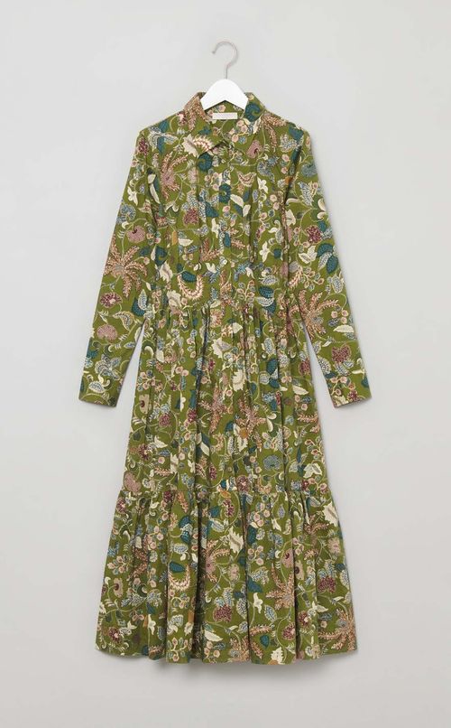 ボタニカルプリントシャツワンピース