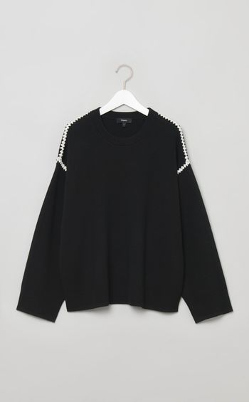 配色ステッチニットプルオーバー