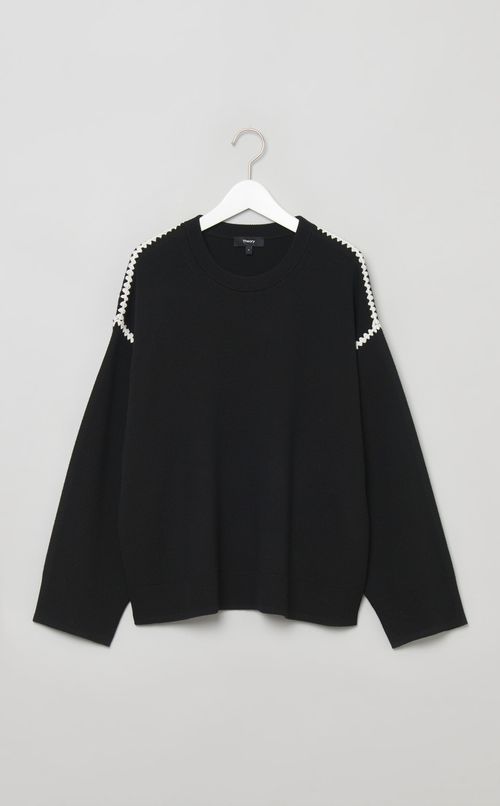 配色ステッチニットプルオーバー