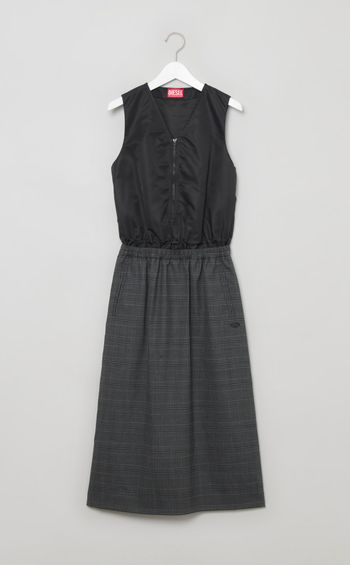 チェックサテンベストワンピース