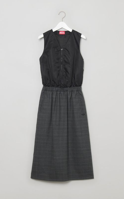 チェックサテンベストワンピース