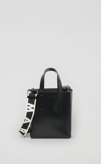 MUSEOロゴストラップレザーミニバッグ