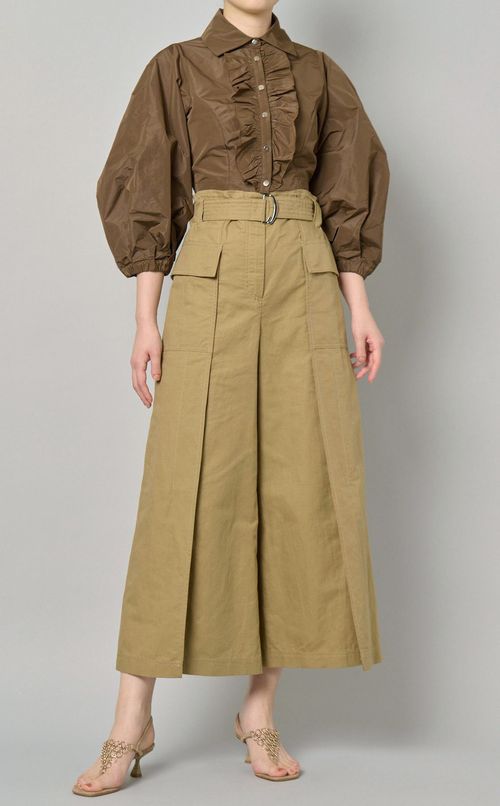 タフタフリルクロップドブラウス