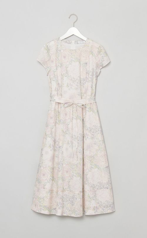 リバティコットンリネンベルトワンピース