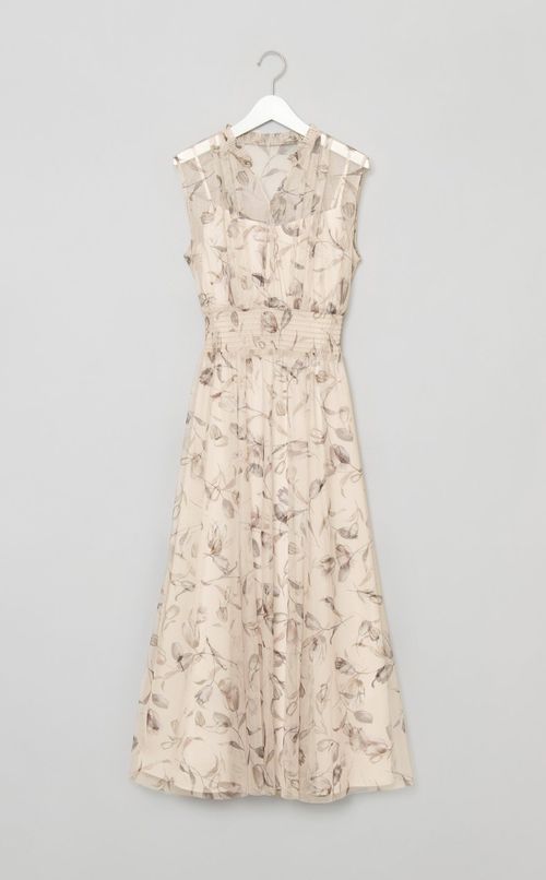 レイヤードフラワープリントワンピース