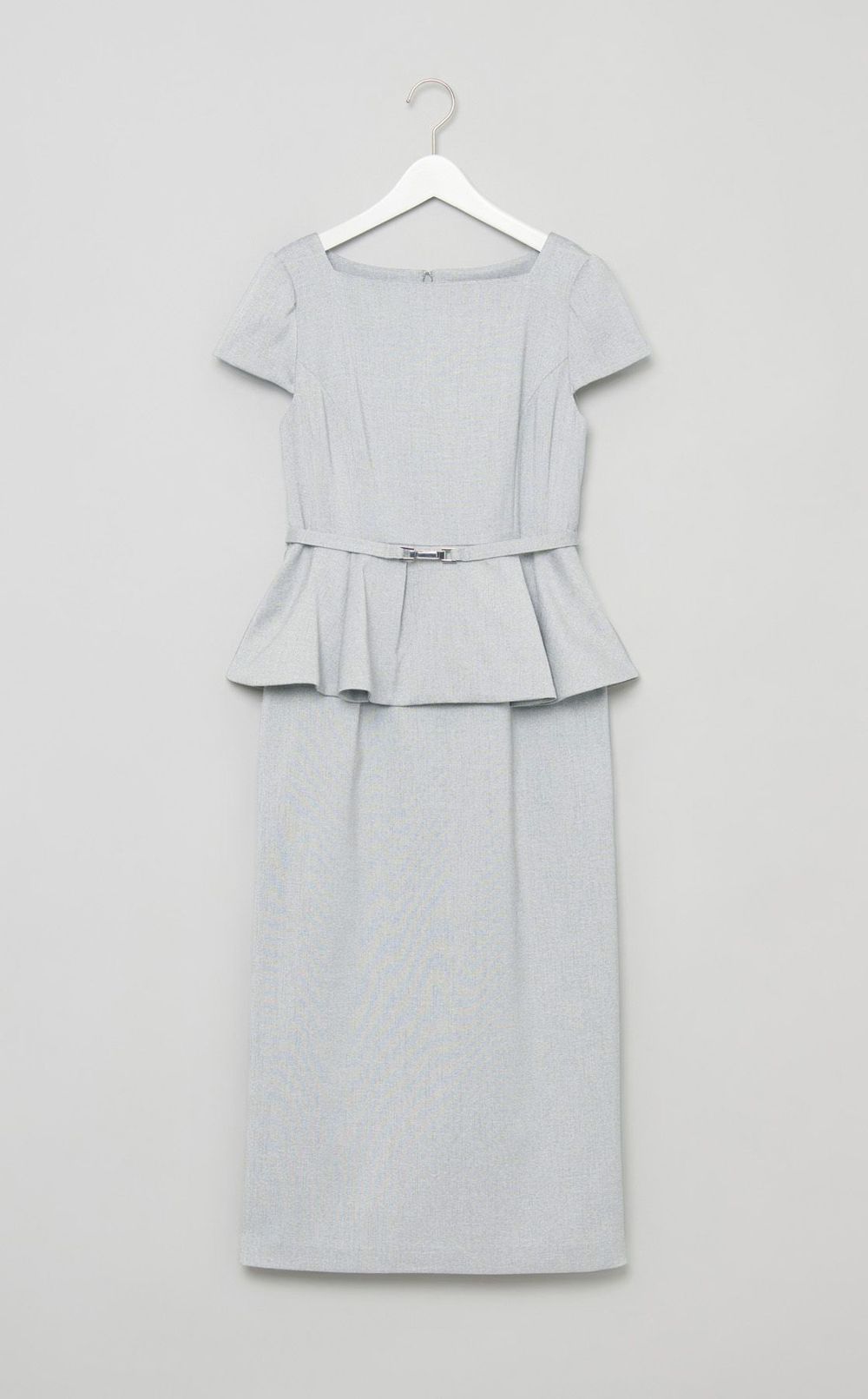 ベルト付きペプラムタイトワンピース