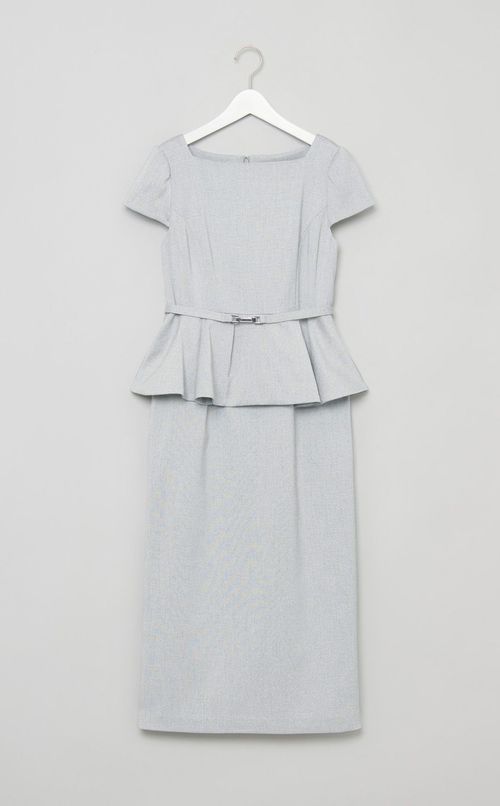 ベルト付きペプラムタイトワンピース