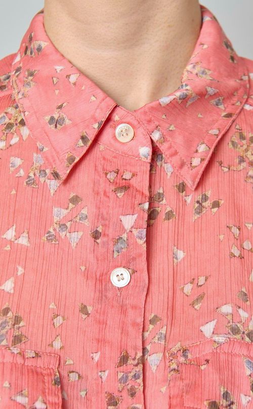 フラワープリントフロントタイブラウス