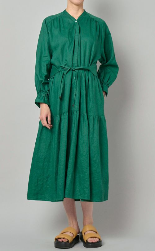 リネンティアードベルテッドワンピース
