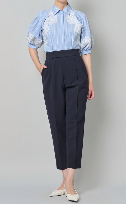 レースストライプショートスリーブシャツ