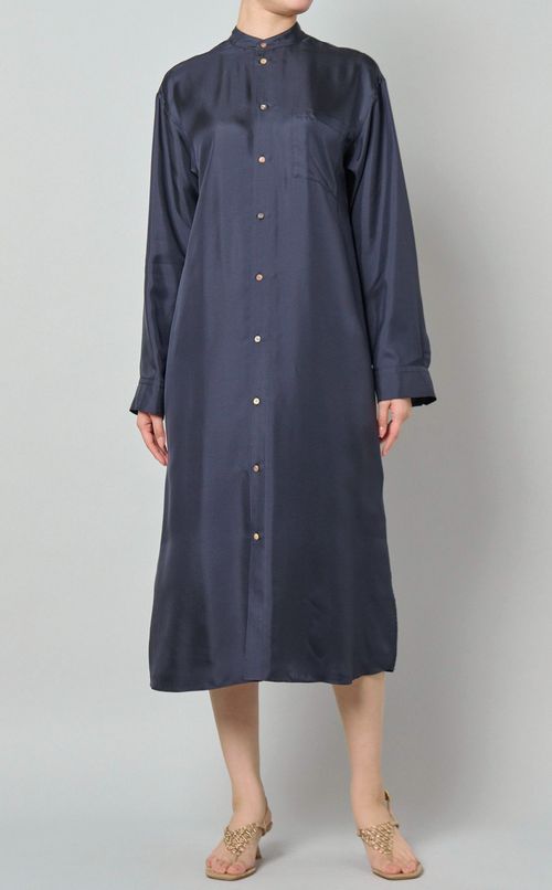 ツイルバンドカラーシャツワンピース