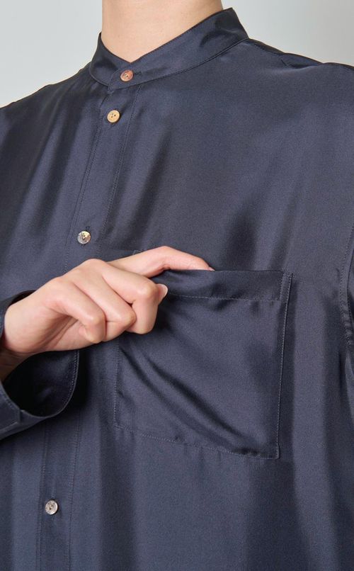 ツイルバンドカラーシャツワンピース