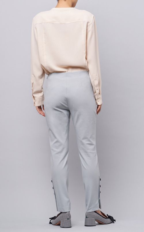 裾ボタンストレッチスキニーパンツ