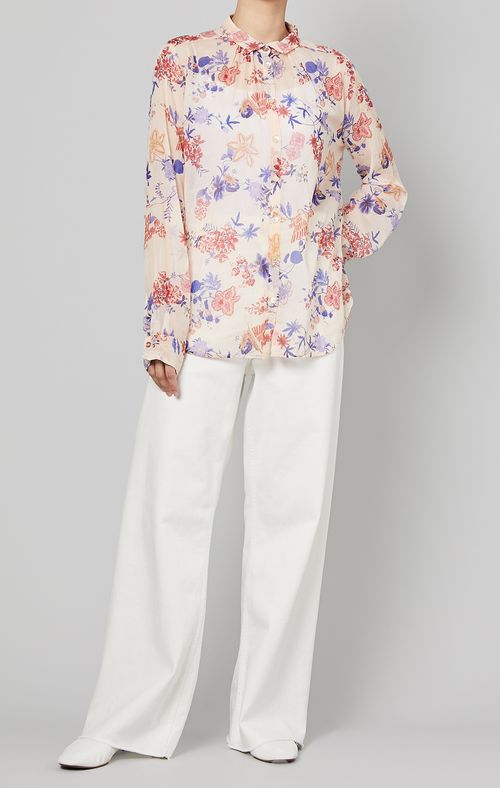 マルチプリントロングスリーブブラウス