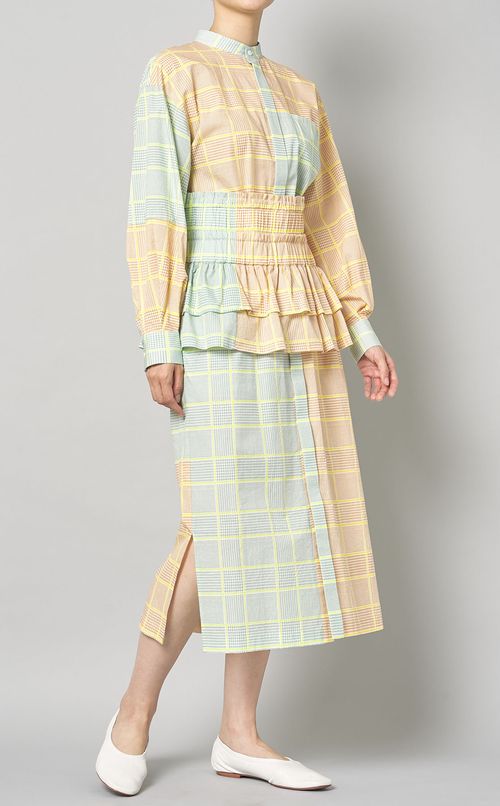 パネルチェックシャツワンピース