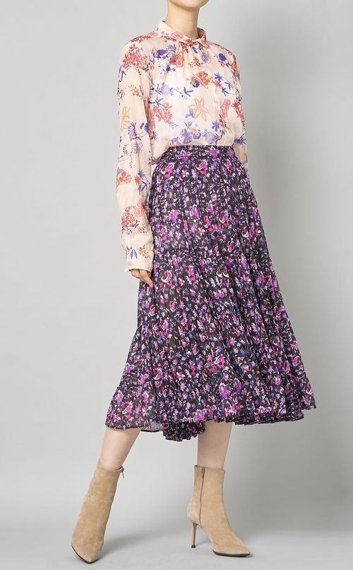 マルチプリントロングスリーブブラウス