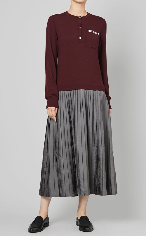 異素材ヘンリーネックワンピース