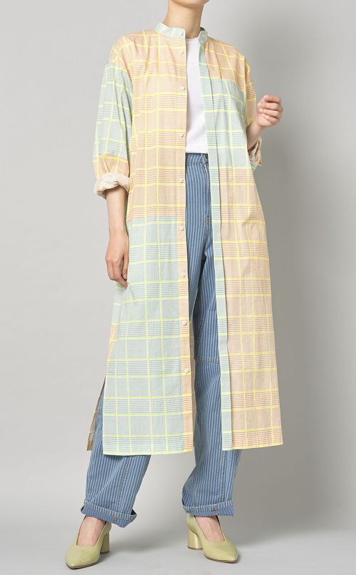 パネルチェックシャツワンピース