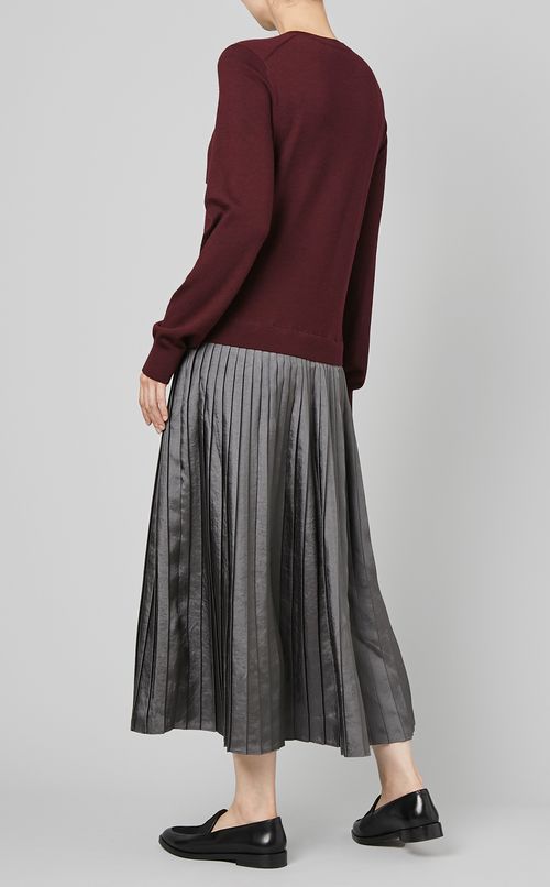 異素材ヘンリーネックワンピース