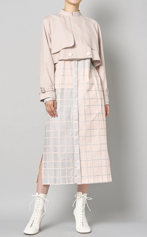 パネルチェックシャツワンピース