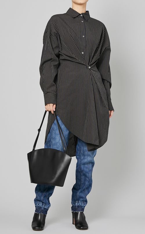 コットンストライプオーバーシャツ