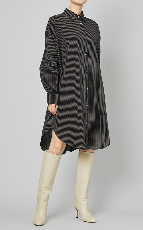コットンストライプオーバーシャツ