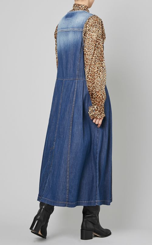 ウォッシュドデニムギャザーワンピース