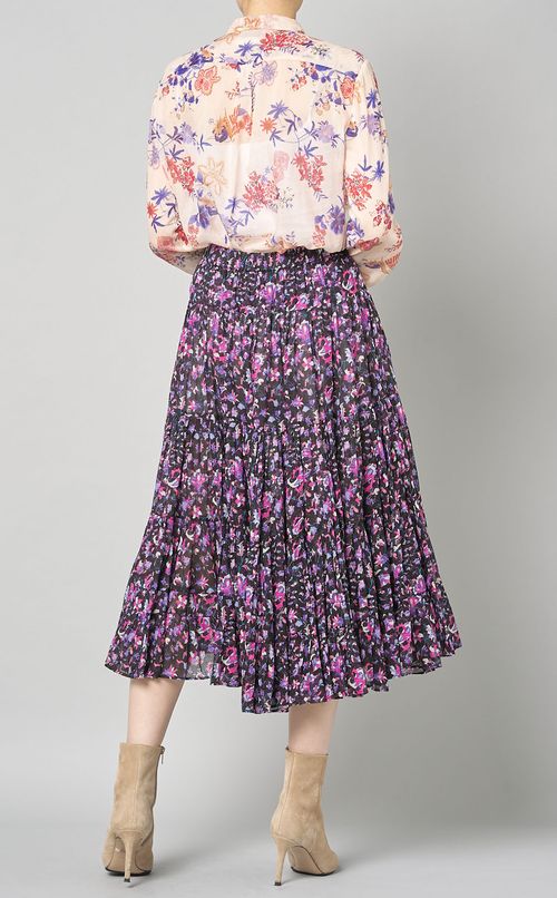 コットンフラワープリントギャザースカート