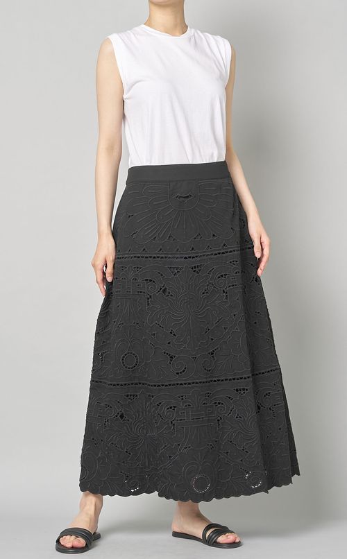 アイレットレ一スロングスカート