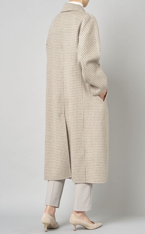 チェックミックスダブルロングコート