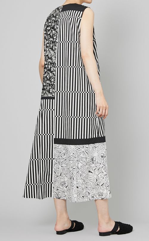 ミックスパターンスリーブレスドレス