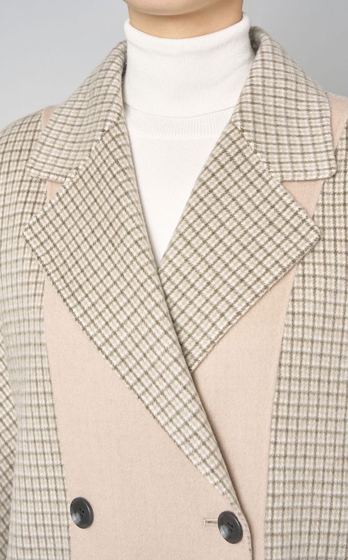 チェックミックスダブルロングコート