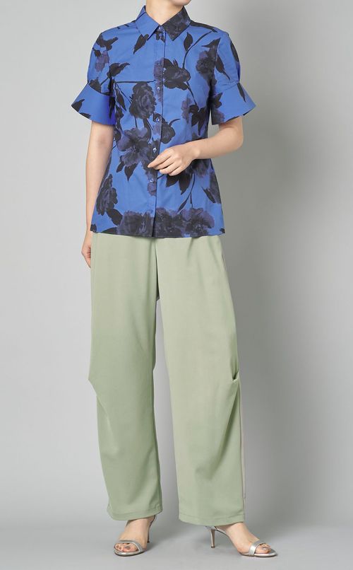 ベルト付きコンフォートワイドパンツ