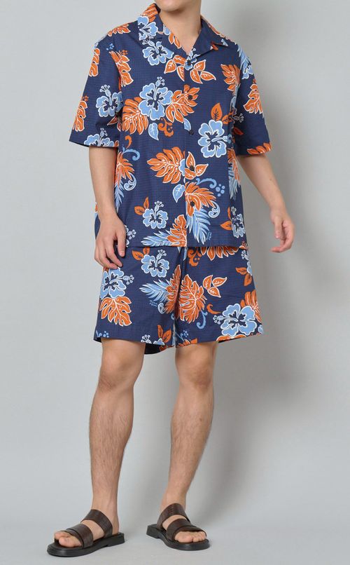 フラワープリントリゾートシャツ