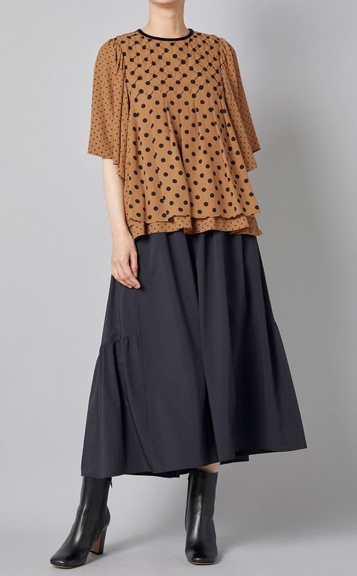 ミックスドットプリントブラウス