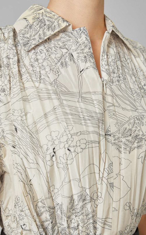 プリントプリーツワンピース