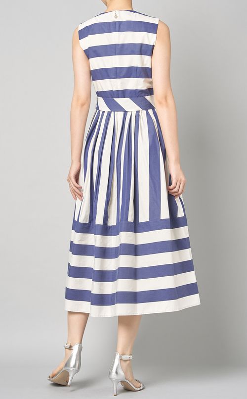 ワイドボーダーノースリーブワンピース