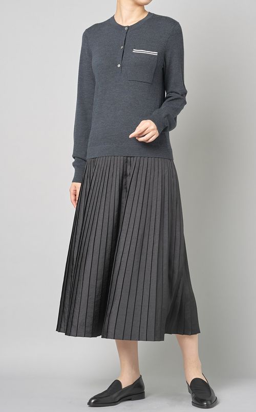 異素材ヘンリーネックワンピース