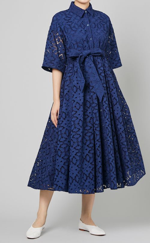 エンブロイダリーカットワークシャツドレス