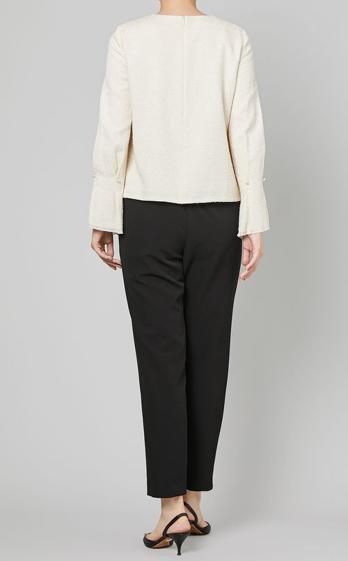 ツイードタックフレアスリーブブラウス